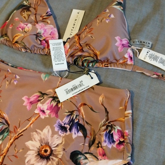 Vitamin A Talia Halter Bikini Top Lupe High Waisted Rise Bottom Ginger - Picture 5 of 11